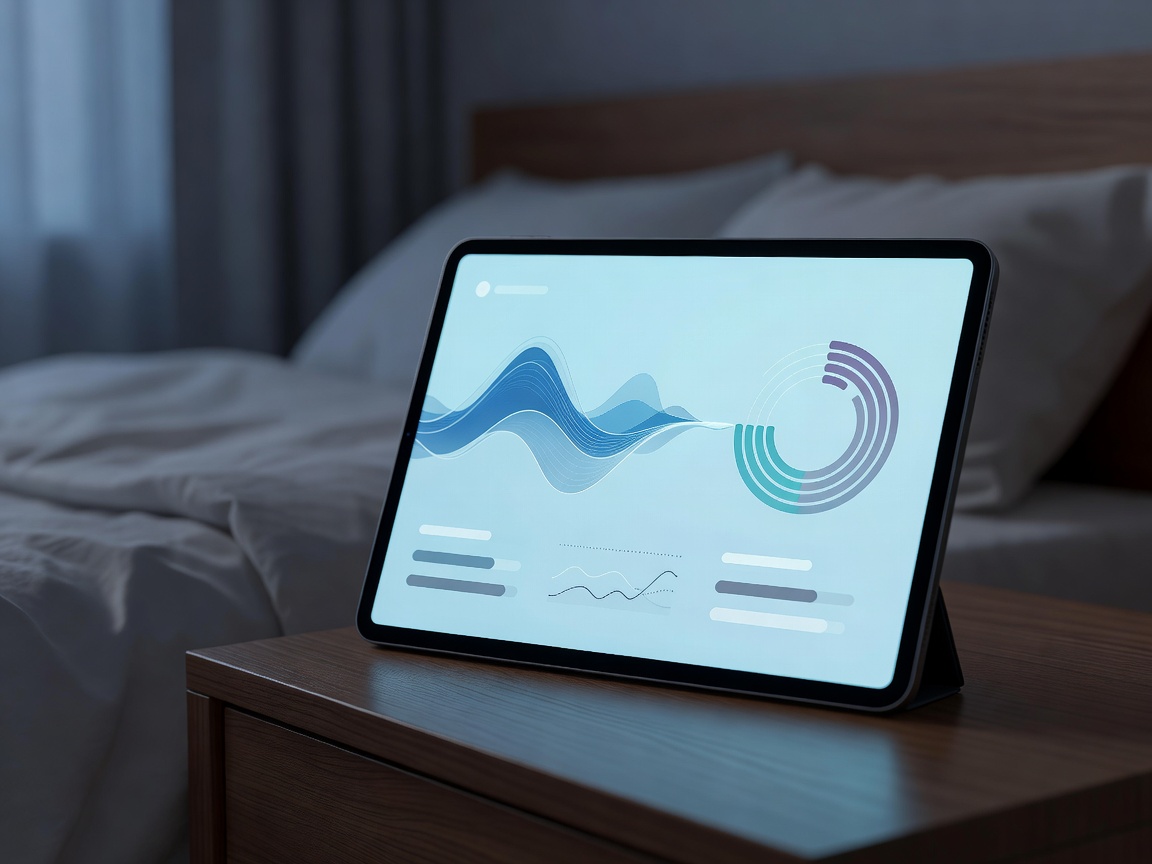 Smart device displaying deep sleep architecture and HRV biometric data